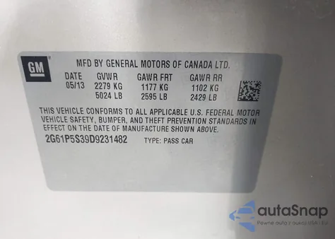 2013 Cadillac Xts Luxury из США, поврежденный, VIN 2G61P5S39D9231482